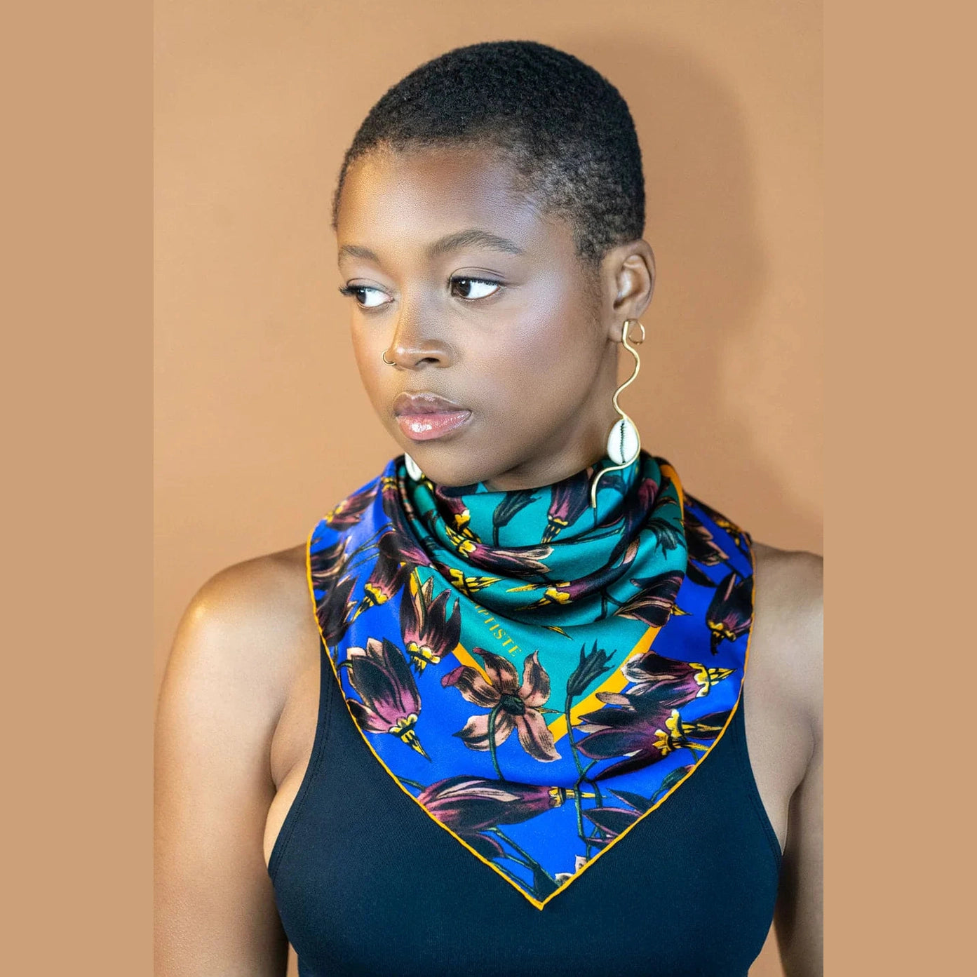 Cowrie Shell Recycled Brass Statement Earrings-0