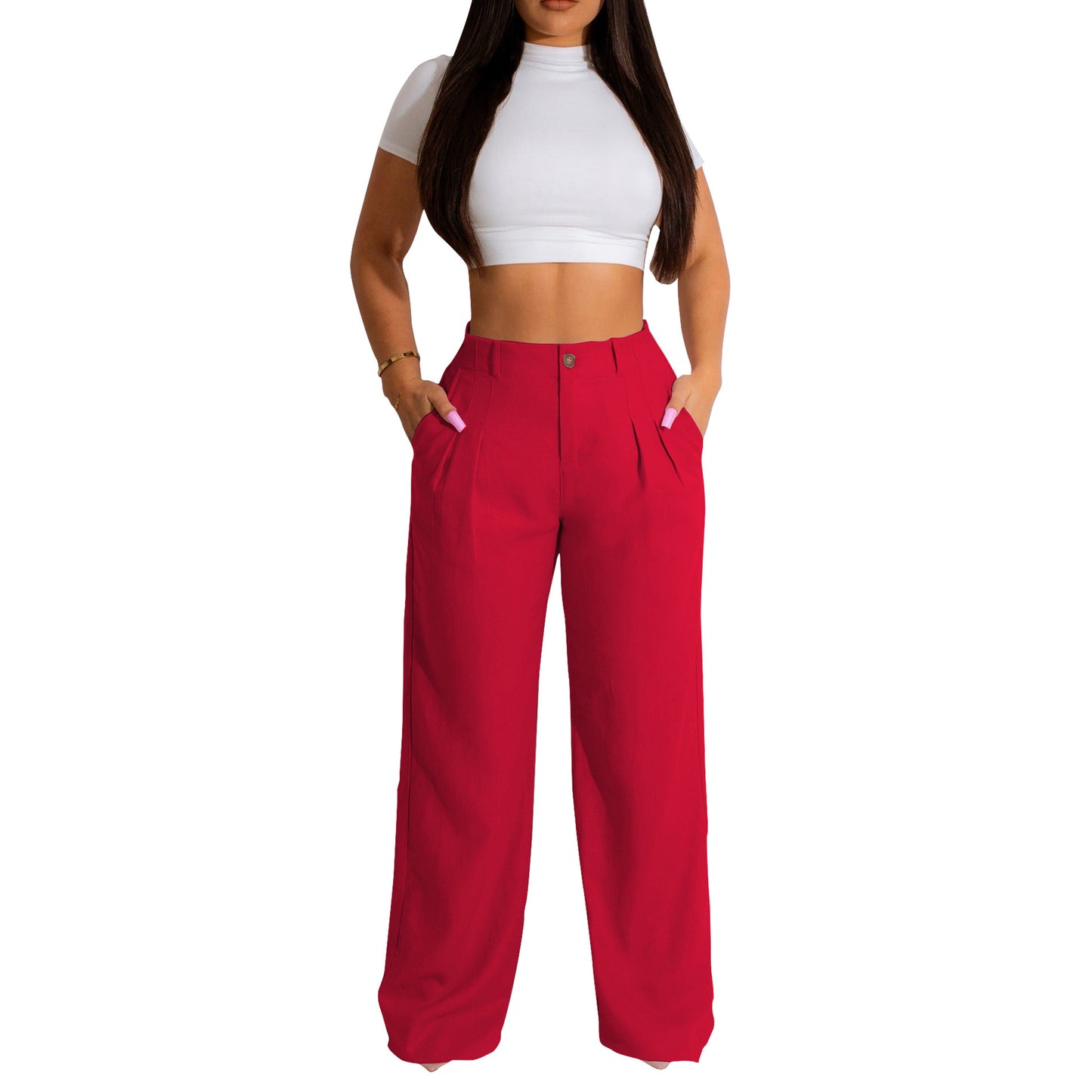 Women's Linen Cotton Casual Breathable Straight Trousers