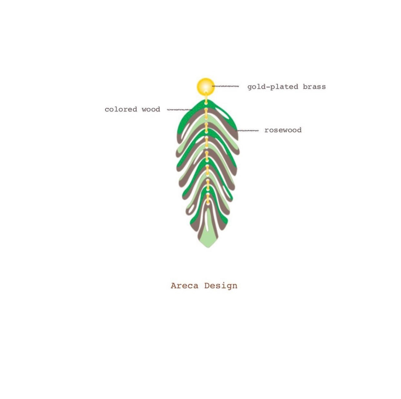 Areca Palm Leaf Reclaimed Rosewood Dangle Earrings-3
