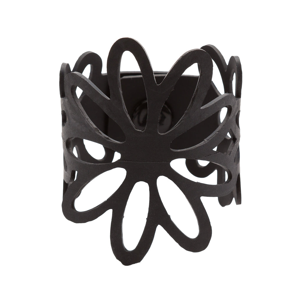 Dahlia Recycled Rubber Bracelet Floral Cuff-1