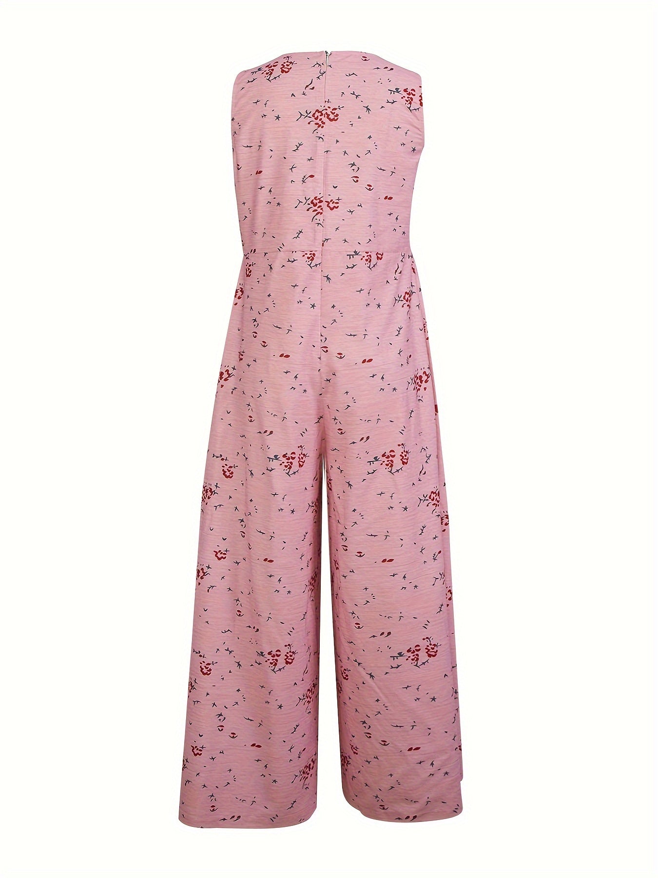 "Pretty in Pink" Women's Floral Print Square Neck Jumpsuit