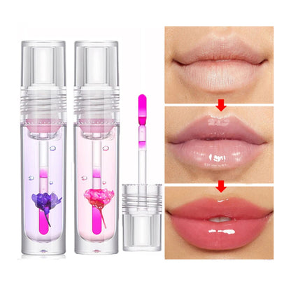 Flowers Lip Gloss 1 - Dark Pink Flower, Flowers Lip Gloss 2 - Purple Flower
