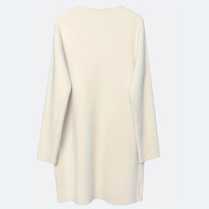 "Felicity" -  Elegant Mid Length White Knit Cardigan