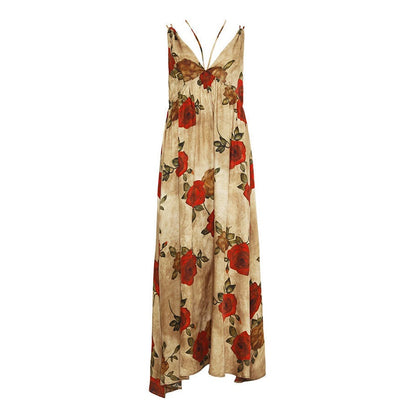 Taupe with red flowers