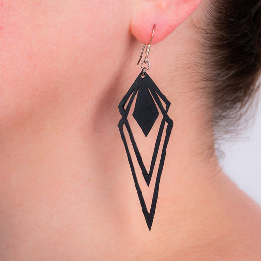 Kite Recycled Rubber Artistic Statement Earrings-0