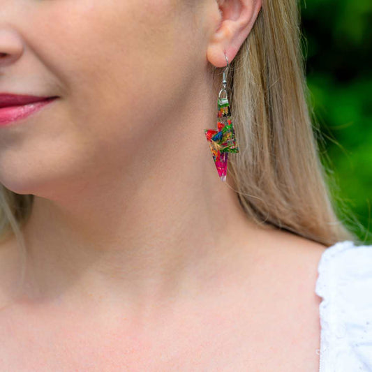 Lightning Bolt Recycled Skateboard & Resin Earrings-0