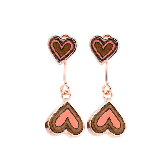 Love Recycled Wood Rose Gold Earrings-1
