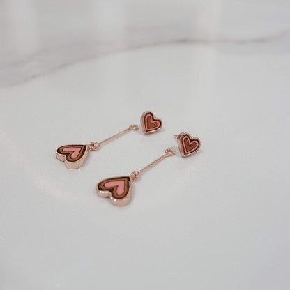 Love Recycled Wood Rose Gold Earrings-3