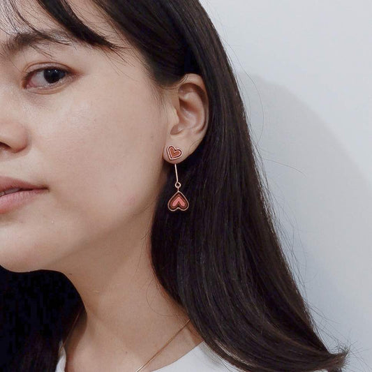 Love Recycled Wood Rose Gold Earrings-0
