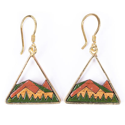 Hill Eco-friendly Recycled Wood Gold Earrings-1