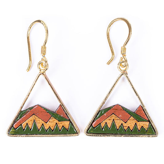 Hill Eco-friendly Recycled Wood Gold Earrings-1