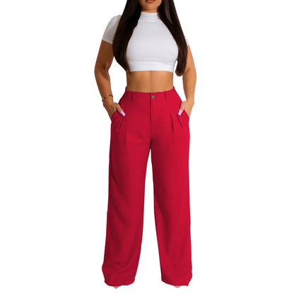 Women's Linen Cotton Casual Breathable Straight Trousers