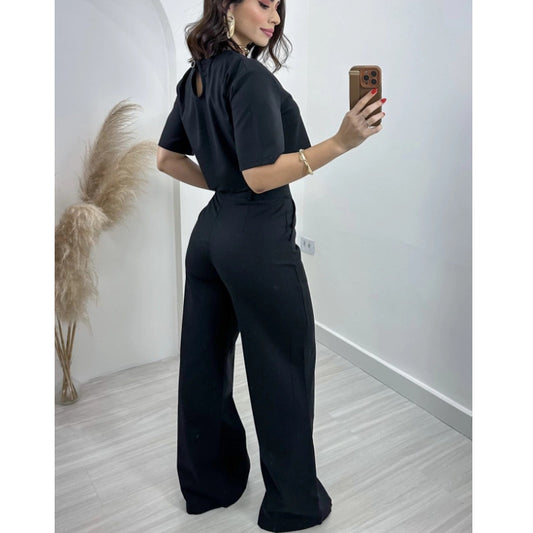 “Hilda” -  Cotton And Linen Short Top and High Waist Wide Pant Set