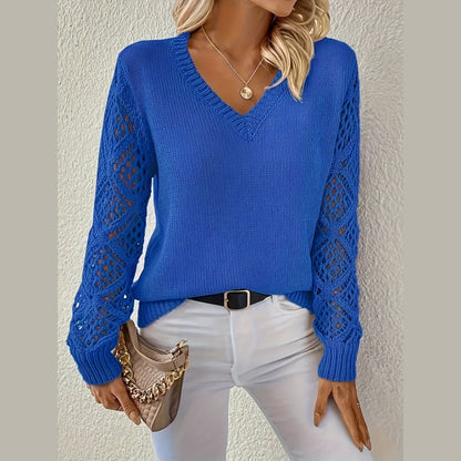"Haley" - Elegant V Neck Pullover Knit Sweater