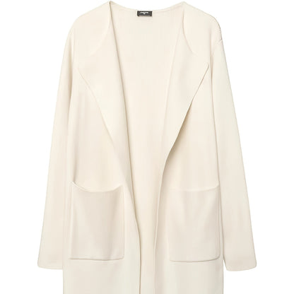 "Felicity" -  Elegant Mid Length White Knit Cardigan