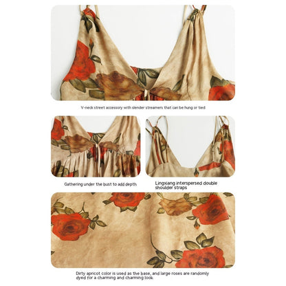 Taupe with red flowers