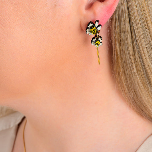 Paguro Upcycle Reclaimed Wood Earrings Pilosa Flower Design-0