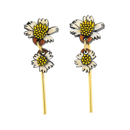Paguro Upcycle Reclaimed Wood Earrings Pilosa Flower Design-1