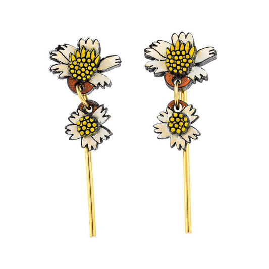 Paguro Upcycle Reclaimed Wood Earrings Pilosa Flower Design-1